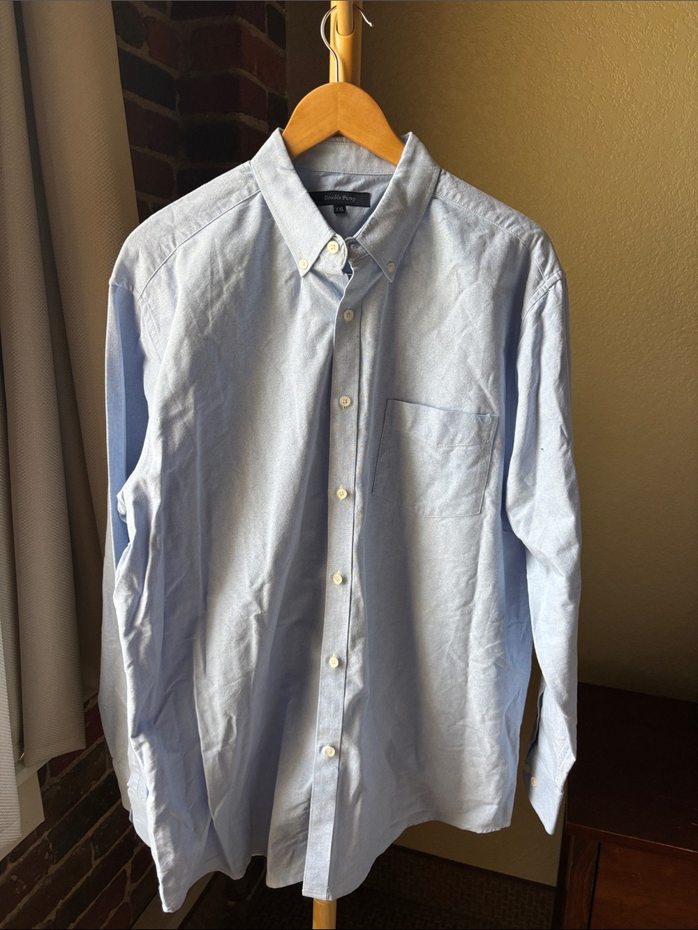 Double Pump Men's Light Blue Cotton Dress Shirt Size XXL